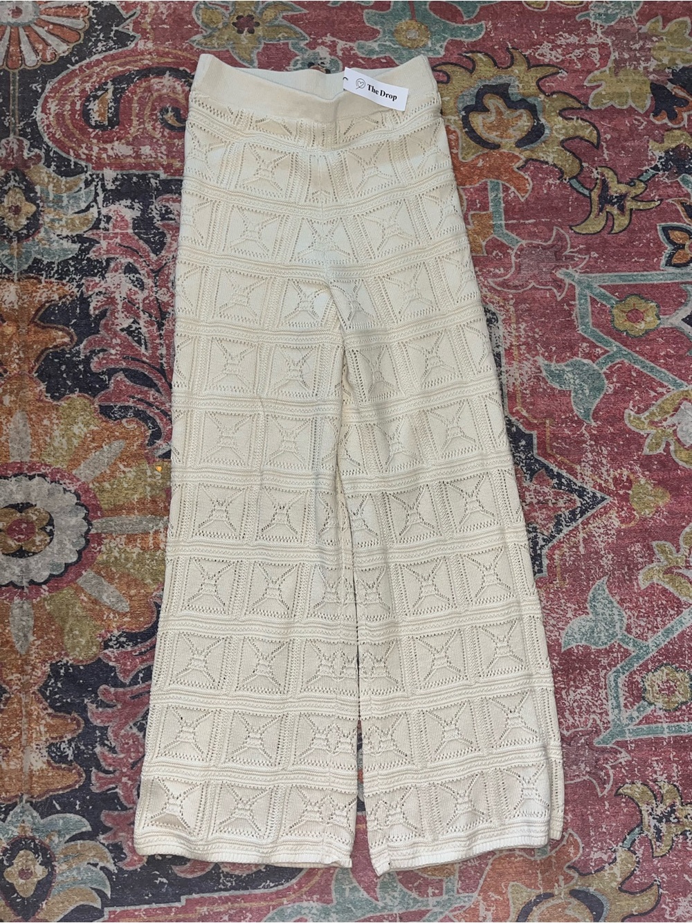The Drop Cream Crochet Wide-Leg Pants